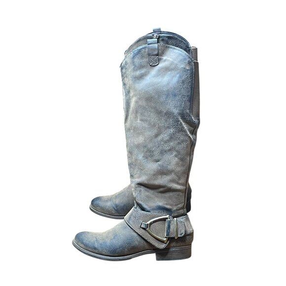 Madeline‎ Womens Tall Distressed Faux Leather Riding Boots Size 9.5M brown - Picture 3 of 14